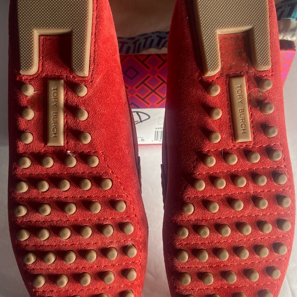Tory Burch Red Suede Loafer. - Picture 3 of 5